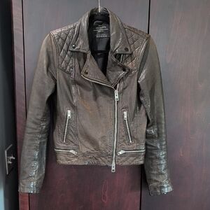 All Saints Women's Brown Leather Jacket 6